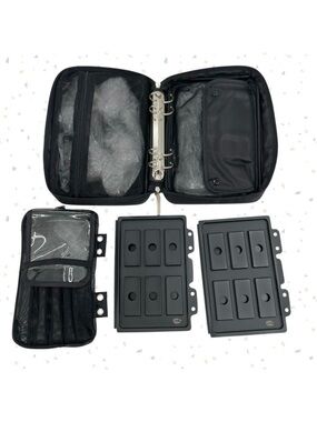 Artistry Makeup Binder Storage Kit Black Organizer Brush Keeper Embroidered Case